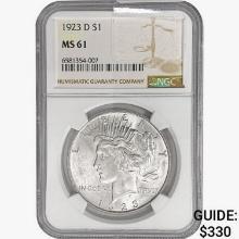 1923-D Silver Peace Dollar NGC MS61