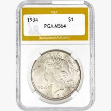 1934 Silver Peace Dollar PGA MS64