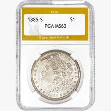 1885-S Morgan Silver Dollar PGA MS63