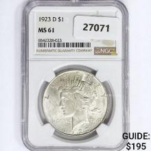 1923-D Silver Peace Dollar NGC MS61