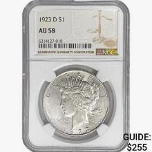 1923-D Silver Peace Dollar NGC AU58