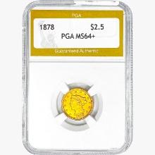 1878 $2.50 Gold Quarter Eagle PGA MS64+