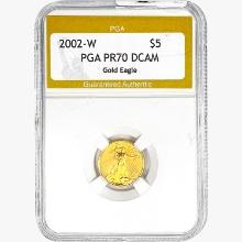 2002-W US 1/10oz. Gold $5 Eagle PGA PR70 DCAM