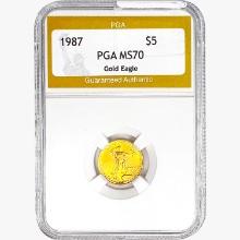 1987 US 1/10oz. Gold $5 Eagle PGA MS70