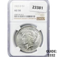 1923-D Silver Peace Dollar NGC AU58