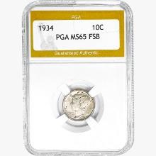 1934 Mercury Silver Dime PGA MS65 FSB