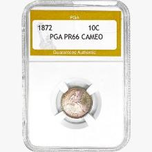 1872 Seated Liberty Dime PGA PR66 Cameo