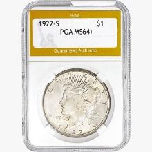 1922-S Silver Peace Dollar PGA MS64+