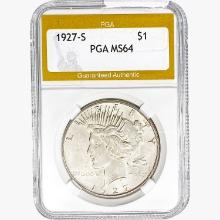 1927-S Silver Peace Dollar PGA MS64