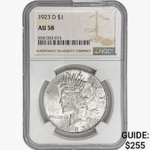 1923-D Silver Peace Dollar NGC AU58