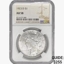 1923-D Silver Peace Dollar NGC AU58