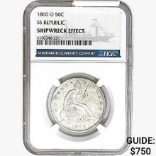 1860-O Seated Lib. 50C NGC Shipwreck Effect SS REP.