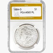 1884-O Morgan Silver Dollar PGA MS65 PL