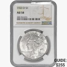 1923-D Silver Peace Dollar NGC AU58