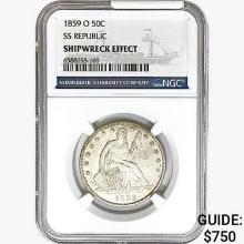 1859-O Seated Lib. 50C NGC Shipwreck Effect SS REP.