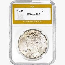 1935 Silver Peace Dollar PGA MS65