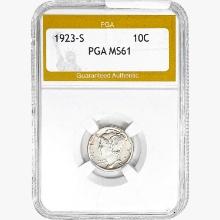 1923-S Mercury Silver Dime PGA MS61