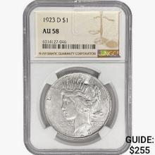 1923-D Silver Peace Dollar NGC AU58