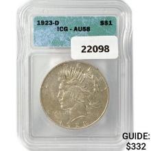 1923-D Silver Peace Dollar ICG AU58