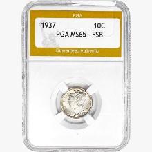 1937 Mercury Silver Dime PGA MS65+ FSB