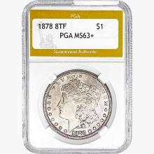 1878 8TF Morgan Silver Dollar PGA MS63+