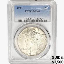 1934 Silver Peace Dollar PCGS MS64