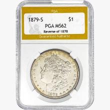 1879-S Morgan Silver Dollar PGA MS62 REV 78