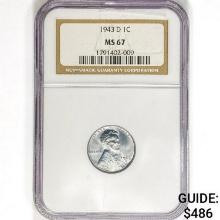 1943-D Wheat Cent NGC MS67
