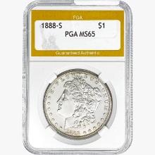 1888-S Morgan Silver Dollar PGA MS65