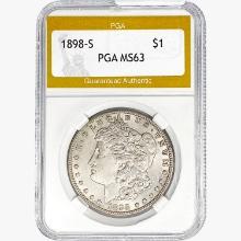 1898-S Morgan Silver Dollar PGA MS63