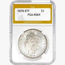 1878 8TF Morgan Silver Dollar PGA MS64