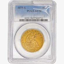 1875-S Seated Liberty Half Dollar PCGS AU50