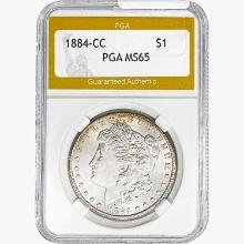 1884-CC Morgan Silver Dollar PGA MS65