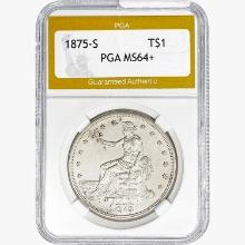 1875-S Silver Trade Dollar PGA MS64+