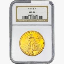 1927 $20 Gold Double Eagle NGC MS64