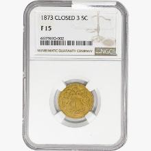 1873 Shield Nickel NGC F15 Closed 3