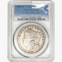 1888-O Morgan Silver Dollar PCGS AU50 VAM-4 Hot Lips