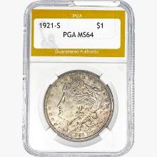 1921-S Morgan Silver Dollar PGA MS64