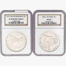 [2] 1983 & 1991 S$1 Olympic/Rushmore  NGC MS/PF69