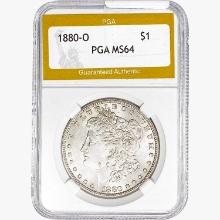 1880-O Morgan Silver Dollar PGA MS64