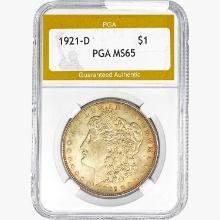 1921-D Morgan Silver Dollar PGA MS65