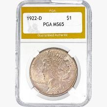 1922-D Silver Peace Dollar PGA MS65