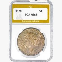 1928 Silver Peace Dollar PGA MS63