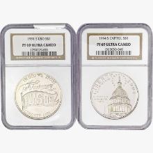 [2] 1991 & 1994 S$1 USO/Capitol NGC PF69 ULTRA CAMEO