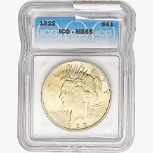 1922 Silver Peace Dollar ICG MS65