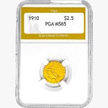 1910 $2.50 Gold Quarter Eagle PGA MS65
