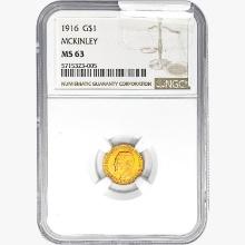 1916 McKinley Rare Gold Dollar NGC MS63
