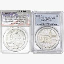 [2] 1990-W & 2001-P S$1 Eisenhower/Capitol ANACS/PCGS UNC/PR69