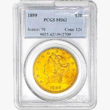 1899 $20 Gold Double Eagle PCGS MS62
