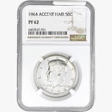 1964 Kennedy Half Dollar NGC PF62 Accent Hair